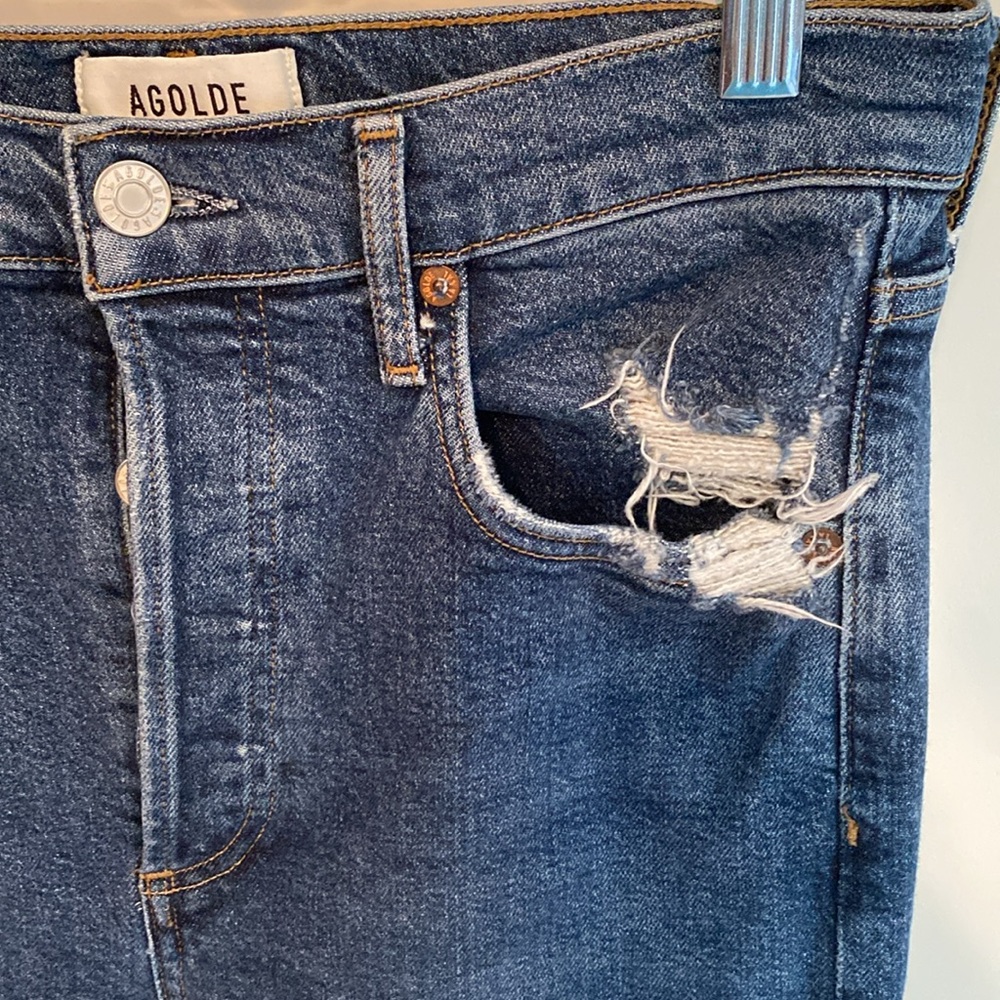 AGOLDE Riley High Rise Button Fly Distressed Jeans - Picture 7 of 13